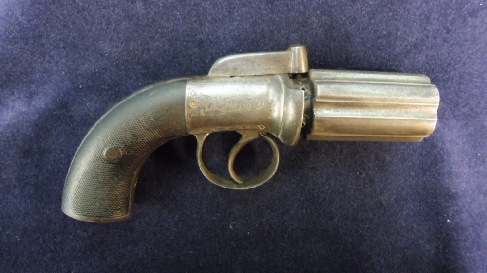 ANTIQUE GUN 19TH CENTURY PERCUSSION PEPPERPOT PISTOL