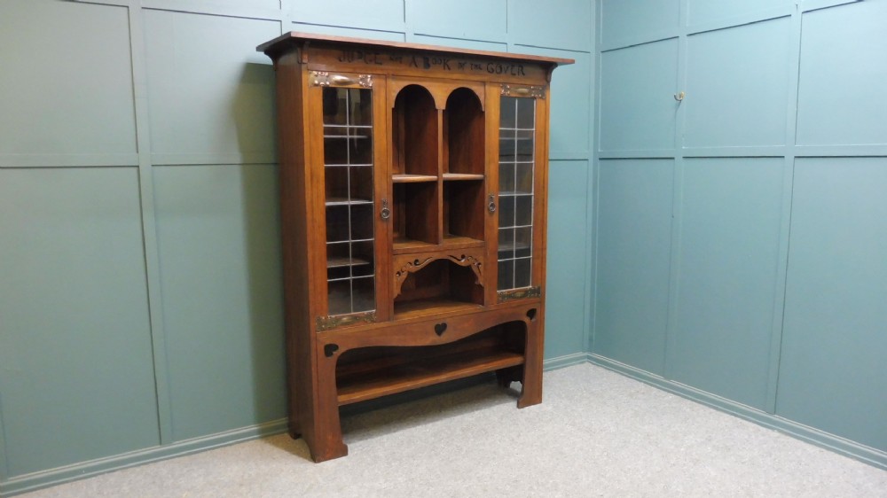 OAK ARTS AND CRAFTS MOTTO BOOKCASE
