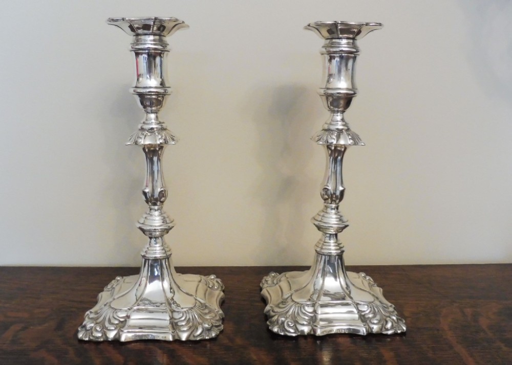 EDWARDIAN SILVER CANDLESTICKS 1905    8 3/4 INCHES TALL