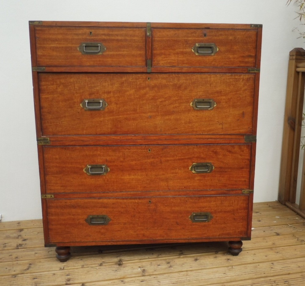 ORIGINAL ANTIQUE MILITARY CAMPAIGN CHEST OF DRAWERS