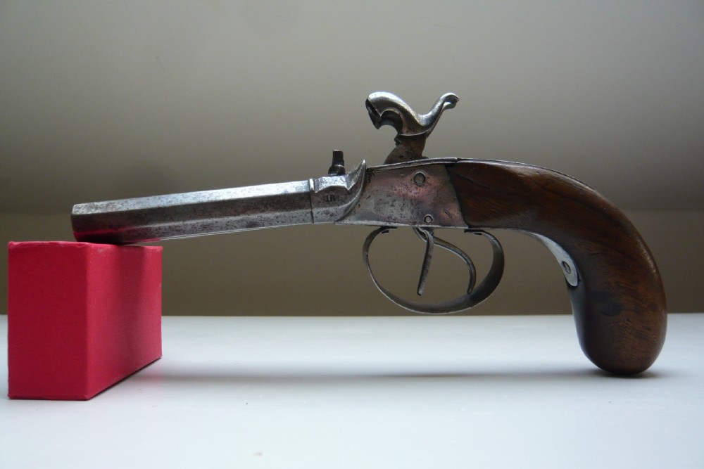 19TH CENTURY DOUBLE BARREL PERCUSSION PISTOL View III