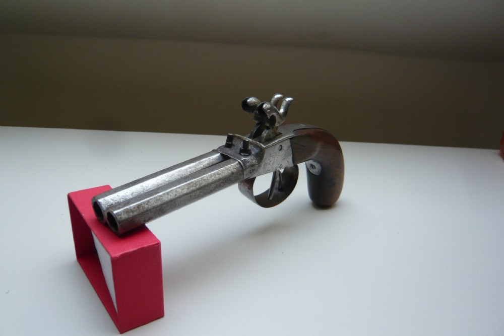 19TH CENTURY DOUBLE BARREL PERCUSSION PISTOL View IV