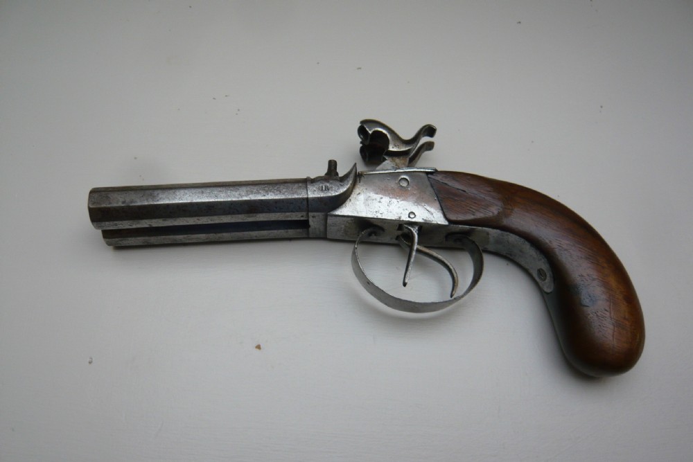 19TH CENTURY DOUBLE BARREL PERCUSSION PISTOL View V