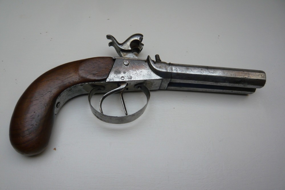 19TH CENTURY DOUBLE BARREL PERCUSSION PISTOL View VI