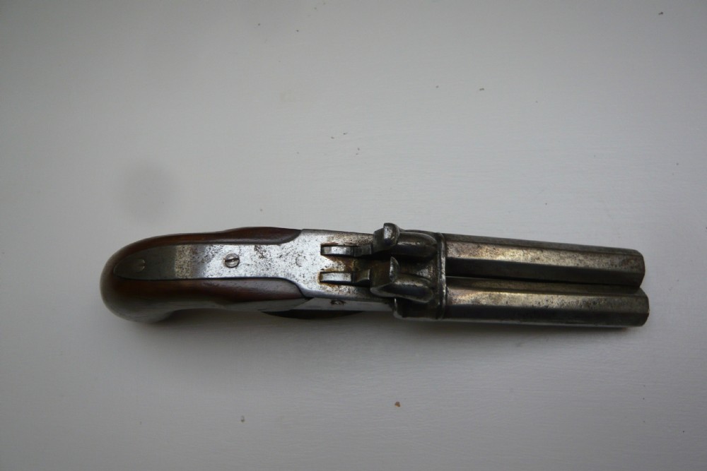 19TH CENTURY DOUBLE BARREL PERCUSSION PISTOL View VIII