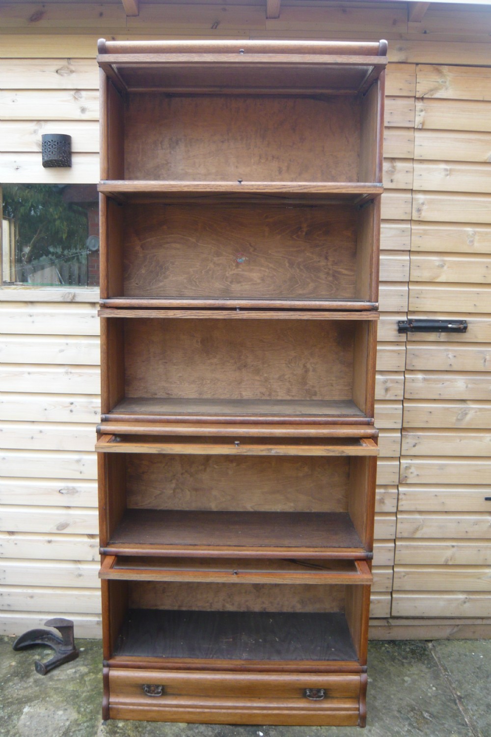 LARGE OAK GLOBE WERNICKE BOOKCASE View XI