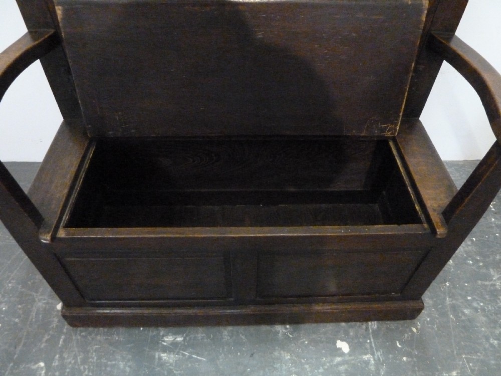 RARE OAK BACON SETTLE HALL SEAT View VII