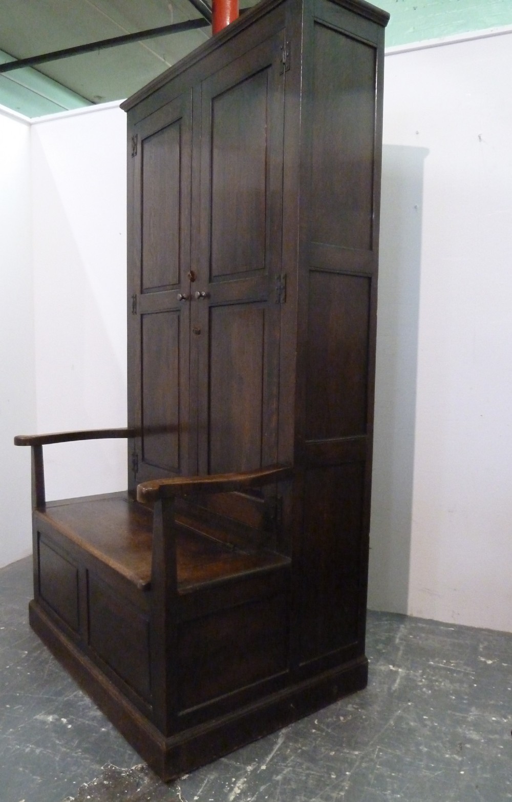 RARE OAK BACON SETTLE HALL SEAT View VIII