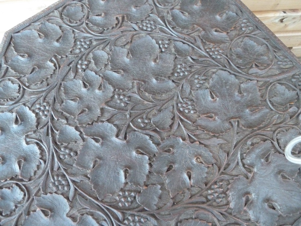 PROFUSELY CARVED INDIAN OCCASIONAL TABLE View III