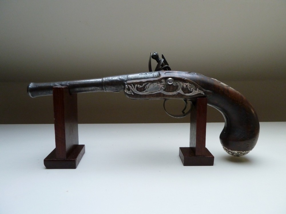 SILVER MOUNTED QUEEN ANNE FLINTLOCK PISTOL View IV