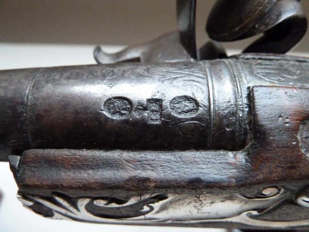 SILVER MOUNTED QUEEN ANNE FLINTLOCK PISTOL View V