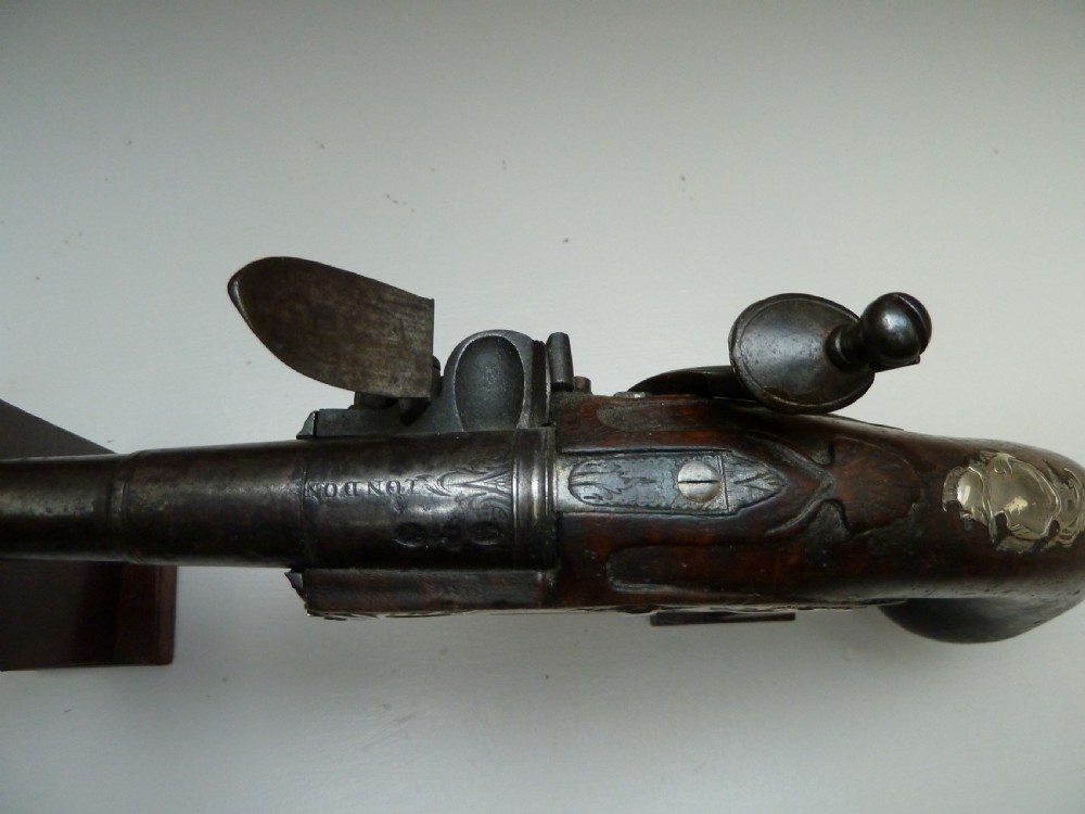 SILVER MOUNTED QUEEN ANNE FLINTLOCK PISTOL View VI