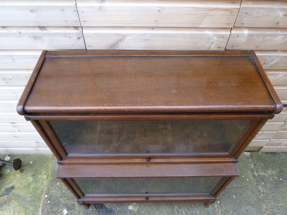 OAK GLOBE WERNICKE 2 STACK LAWYERS BOOKCASE View II