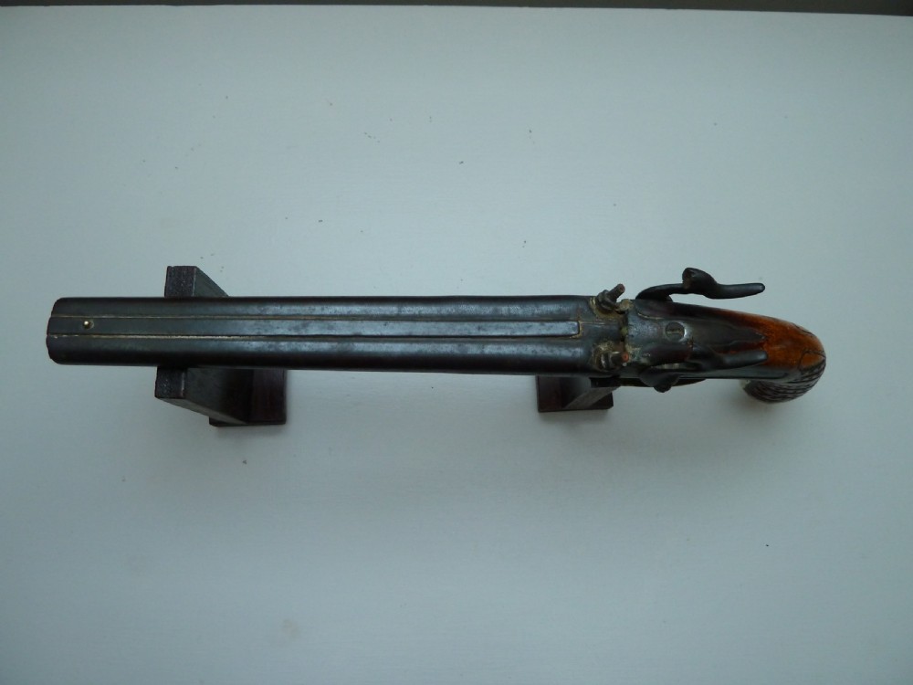 SILVER MOUNTED DOUBLE BARRELLED PERCUSSION PISTOL View III