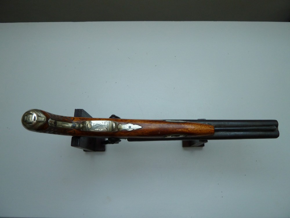 SILVER MOUNTED DOUBLE BARRELLED PERCUSSION PISTOL View VIII
