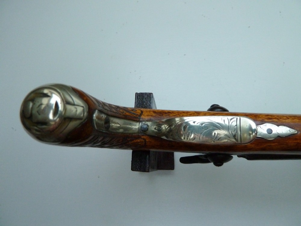 SILVER MOUNTED DOUBLE BARRELLED PERCUSSION PISTOL View IX