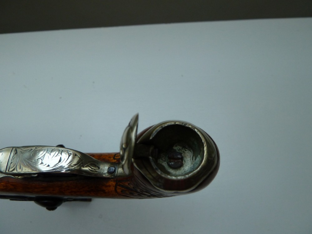 SILVER MOUNTED DOUBLE BARRELLED PERCUSSION PISTOL View X