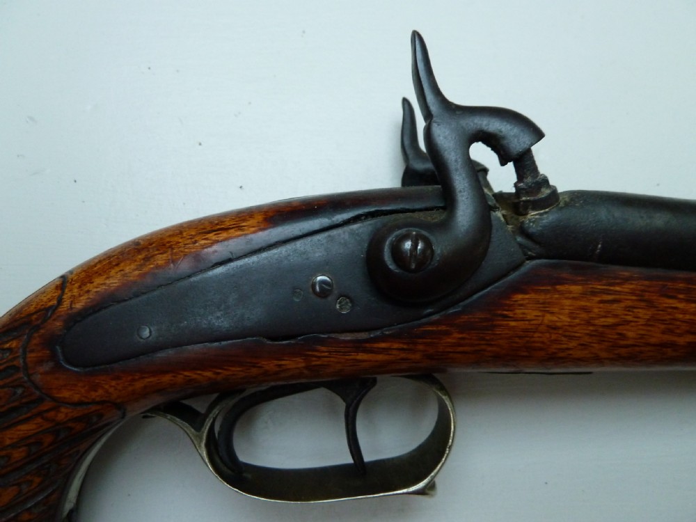 SILVER MOUNTED DOUBLE BARRELLED PERCUSSION PISTOL View XIV
