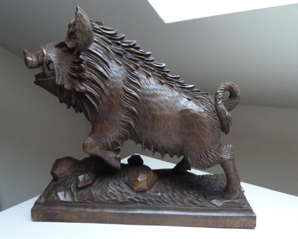 BLACK FOREST CARVED MODEL OF A BOAR