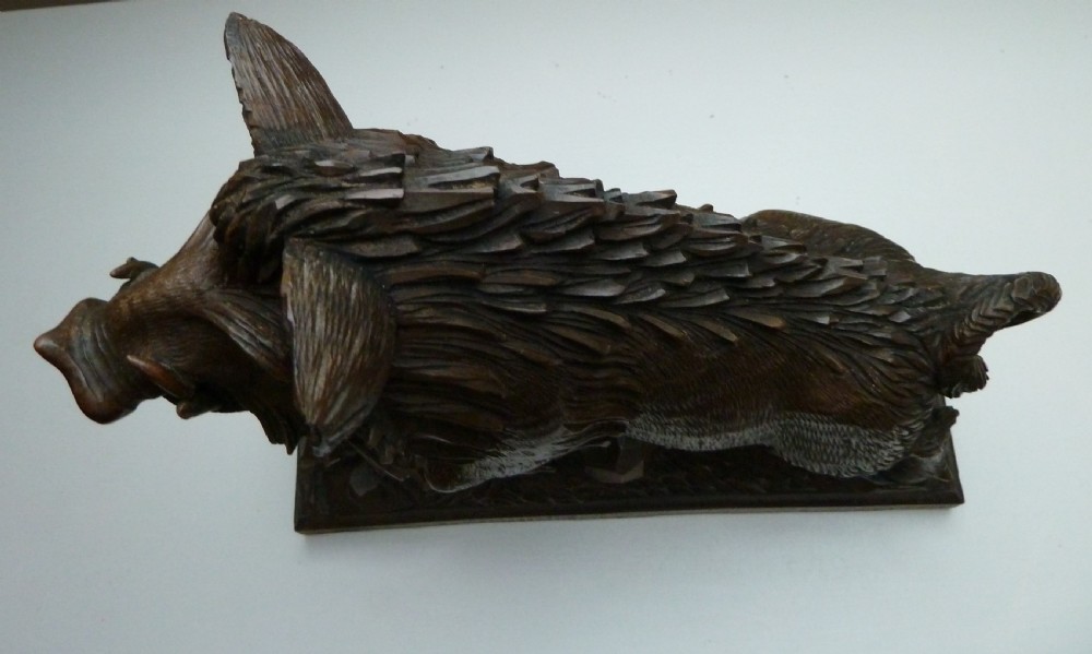 BLACK FOREST CARVED MODEL OF A BOAR View III