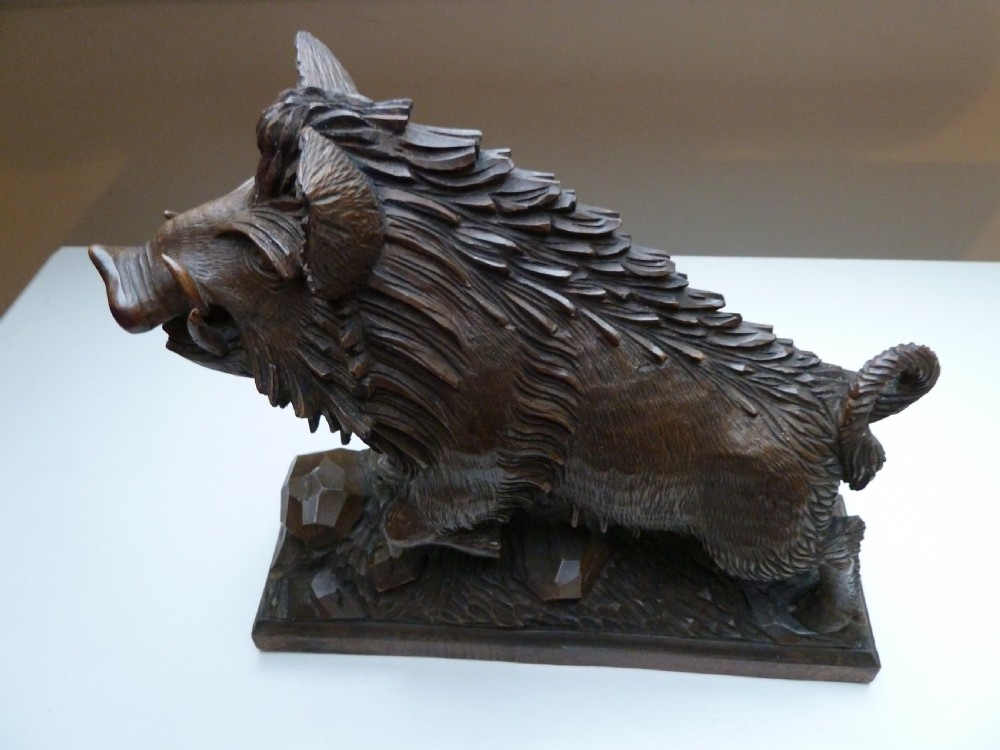 BLACK FOREST CARVED MODEL OF A BOAR View IV