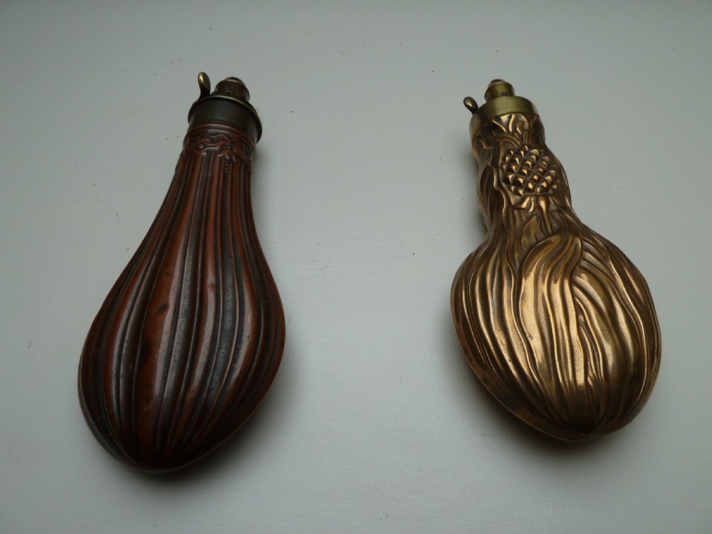 2 19TH CENTURY SHOT OR POWDER MUSKET FLASKS View II