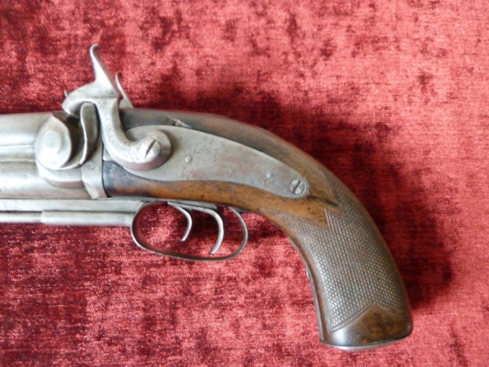 19TH CENTURY NIGHT WATCHMANS DOUBLE BARREL PISTOL View IV