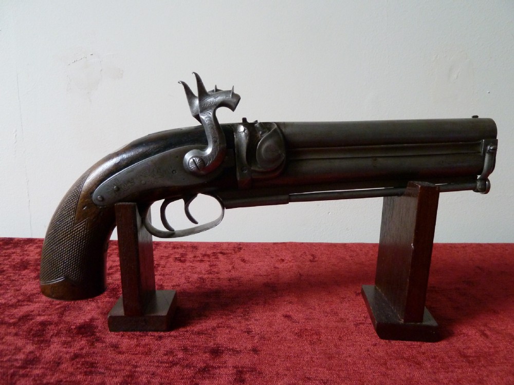 19TH CENTURY NIGHT WATCHMANS DOUBLE BARREL PISTOL View VIII