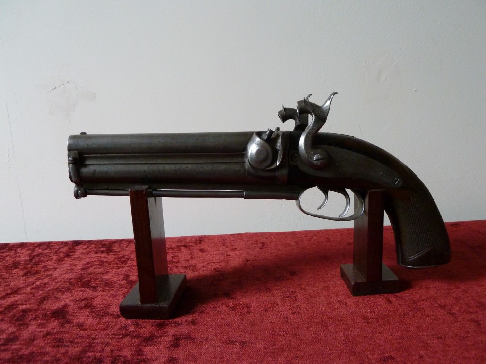 19TH CENTURY NIGHT WATCHMANS DOUBLE BARREL PISTOL View IX