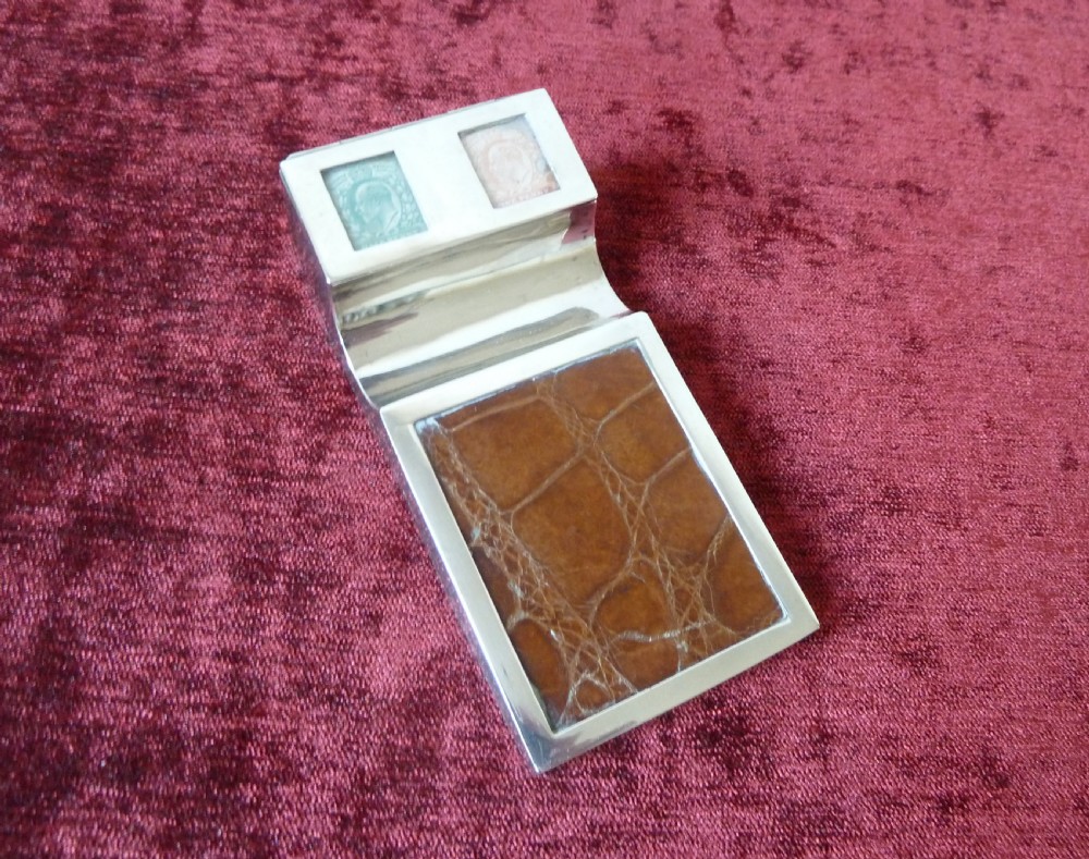 SILVER STAMP BOX AND PEN HOLDER