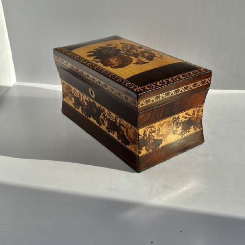 Tunbridge Ware Double Rosewood Tea Caddy