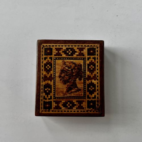 Tunbridge Ware Queen Victoria Stamp Box.