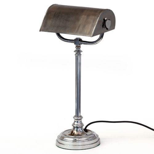 Art Deco Adjustable Desk Lamp with Trough Shaped Shade