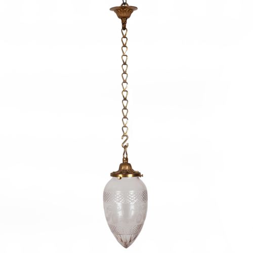 Edwardian Frosted and Cut Glass Dome Ceiling Light