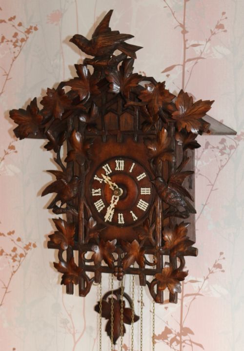 Antique Cuckoo & Quail Wall Clock by Gordian Hettich Sohne G.H.S