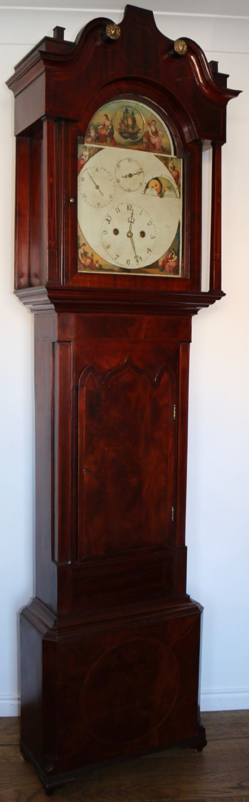 Rare unusual moonphase hms victory rocking ship longcase clock