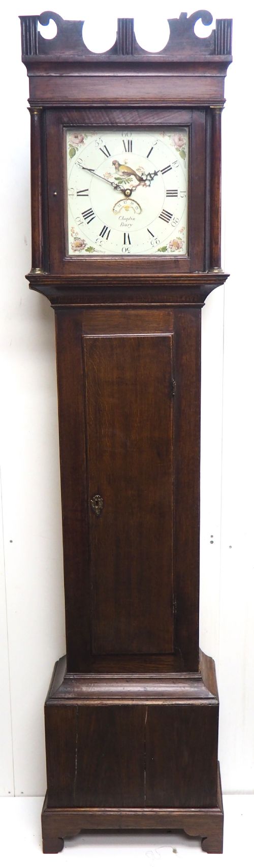 18THC Longcase Clock Fine English Oak Suffolk Grandfather Clock Painted Dial C1780
