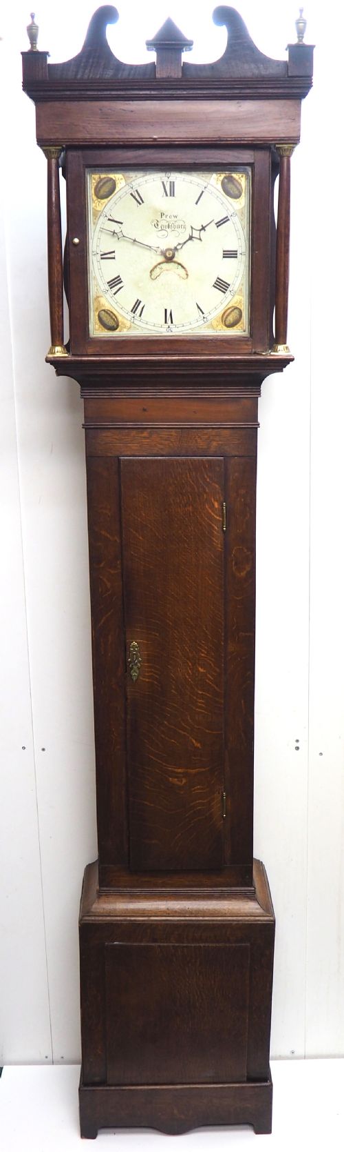 19THC Longcase Clock Fine English Oak Gloucestershire Grandfather Clock Painted Dial C1820
