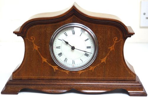 Impressive Solid Mahogany Tulip Top Edwardian 8-Day Mantel Clock

