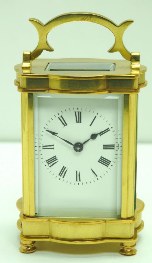 Awesome Antique French 8-Day Carriage Clock C1900 – Serpentine  Case
