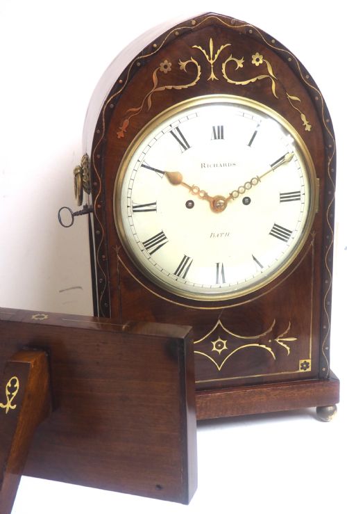 Antique English 8 Day Twin Fusee Bracket clock. 8-Day Striking Double Fusee Mantel Clock Richards Bath