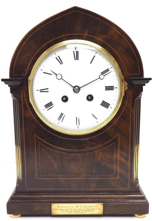 Wow! Antique French Mahogany Bracket Clock - 8-Day Striking Mantle Clock
