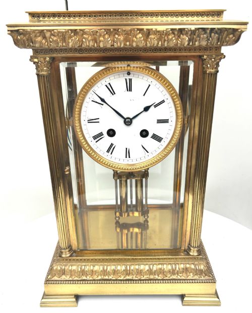 Incredible French Table Regulator with Compensating Pendulum 8 Day 4 Glass Mantel Clock