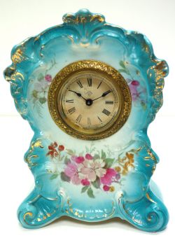 DISPLAY PORCELAIN MANTLE CLOCK BLUE SEVRES POTTERY AMERICAN MANTEL CLOCK