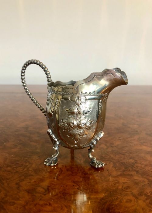 Antique Edwardian Ornate Quality Silver Painted Cream Jug