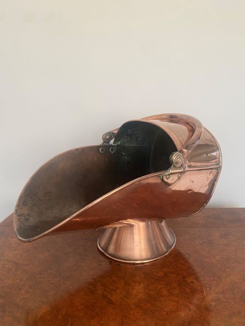 Antique George III Quality Copper Helmet Coal Scuttle