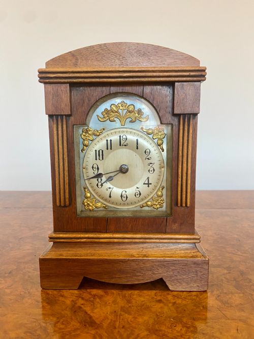 Antique Edwardian Walnut Mantle Clock