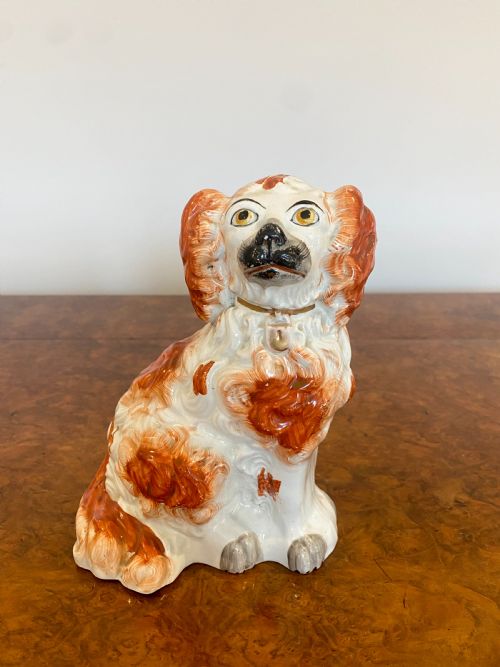 Antique Victorian Staffordshire Spaniel Seated Dog
