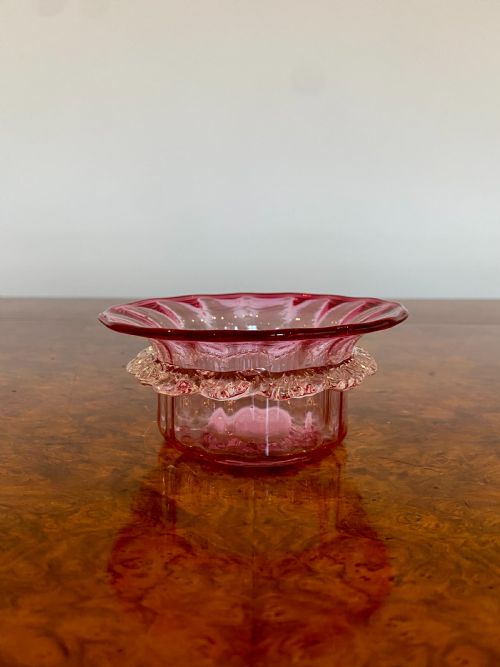 Small Antique Victorian Quality Cranberry Glass Bowl