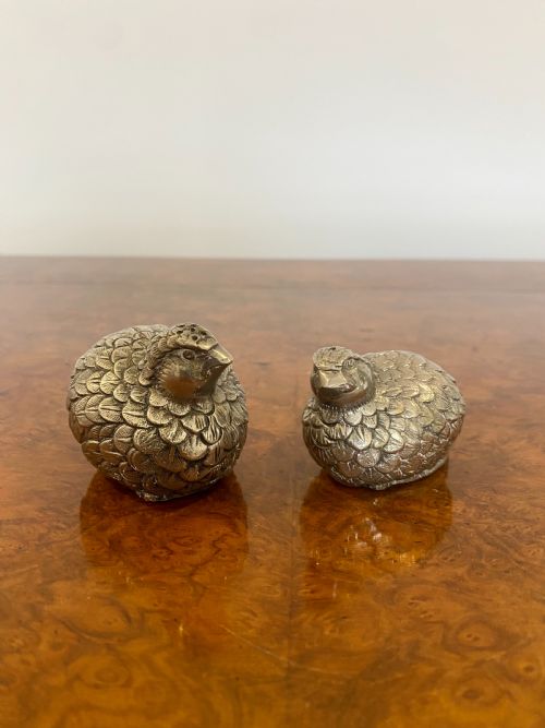 Pair of Pewter Quail Salt & Pepper Shakers